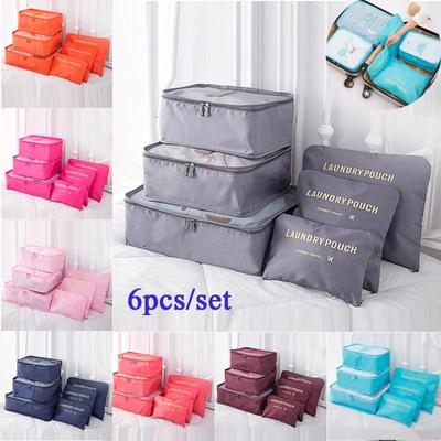 6pcs/set Multifunctional Packing Luggage Storage Waterproof Clothes Bags Organizer Mesh Laundry Bag Set for Travel Home