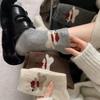 Wool Socks Medium Tube Socks Warm Thick Socks Cute Cartoon Scarf Puppy Boneless Coffee Women'S Socks