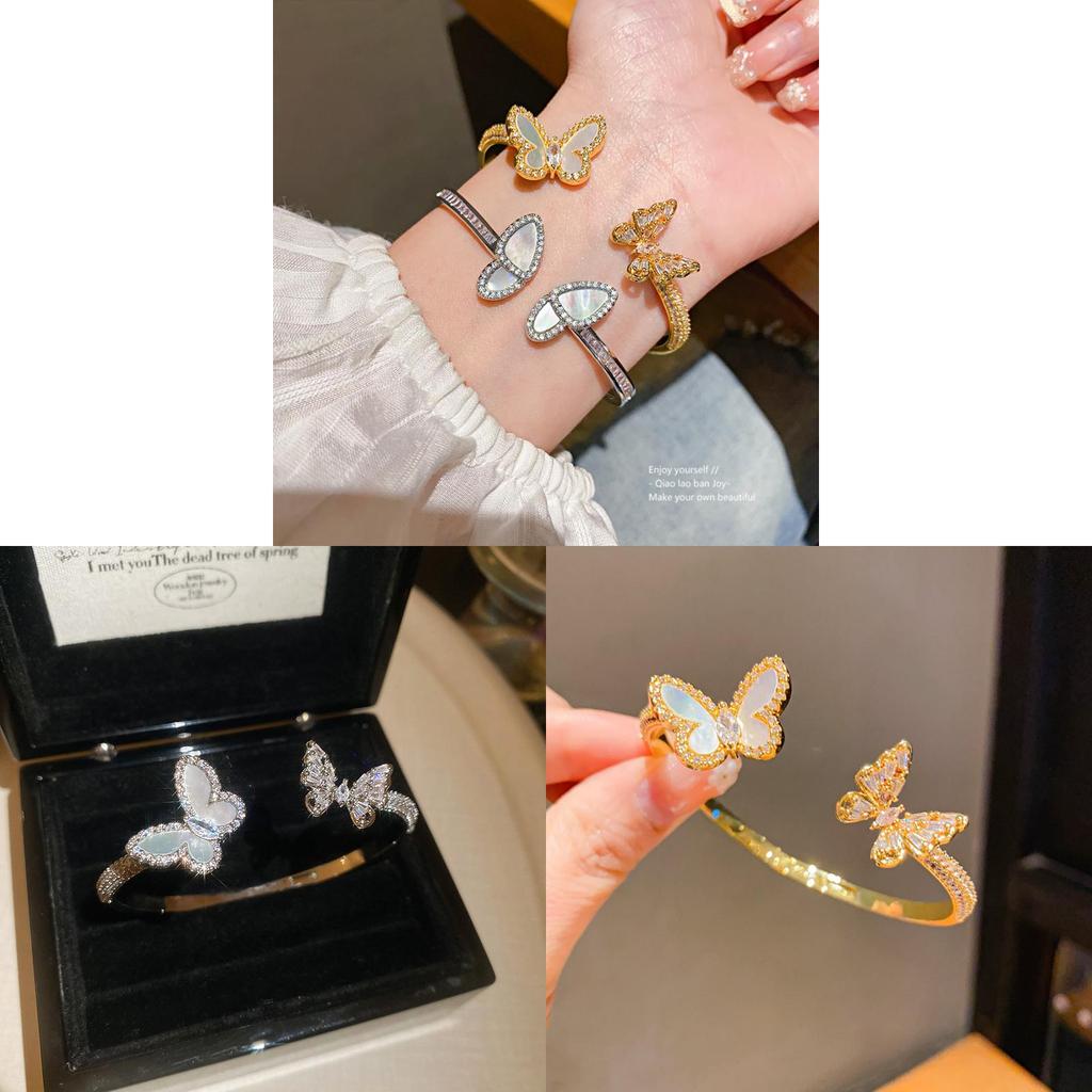 Butterfly Jewelry Open Cuff Bracelet With Electroplated Copper For Fashion Women
