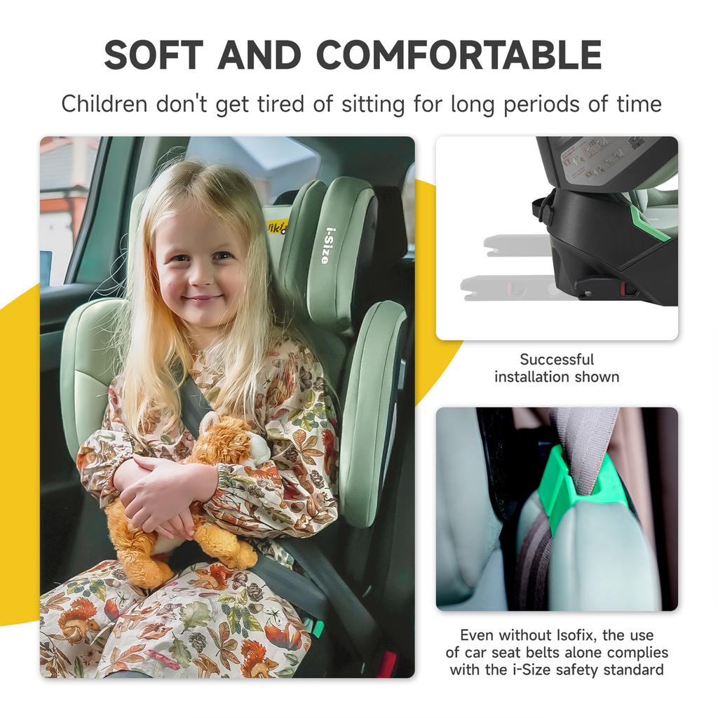 Rober i-Size Booster Car Seat, ISOFIX, 100-150cm (3-12 Years), Adjustable, Portable, ECE R129