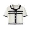Foreign Trade European and American Style French Women's Clothing Fashion Versatile Temperament Casual Short Sleeve Hollow Knitted POLO Jacket