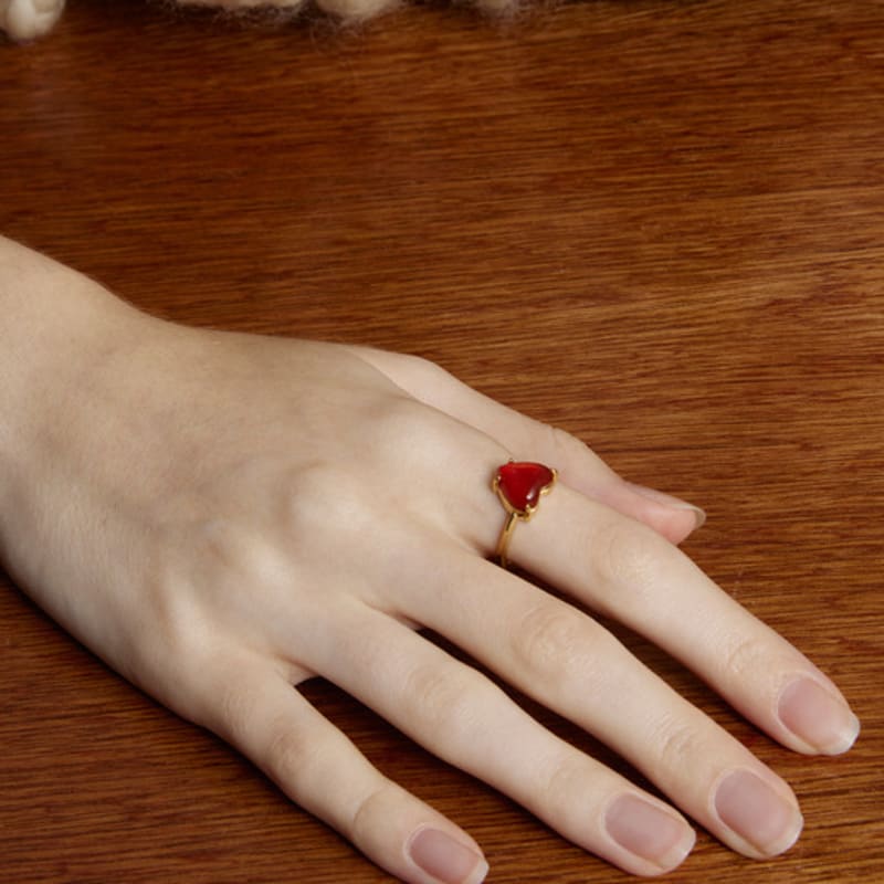 viollina Petite Heart Ring_Red