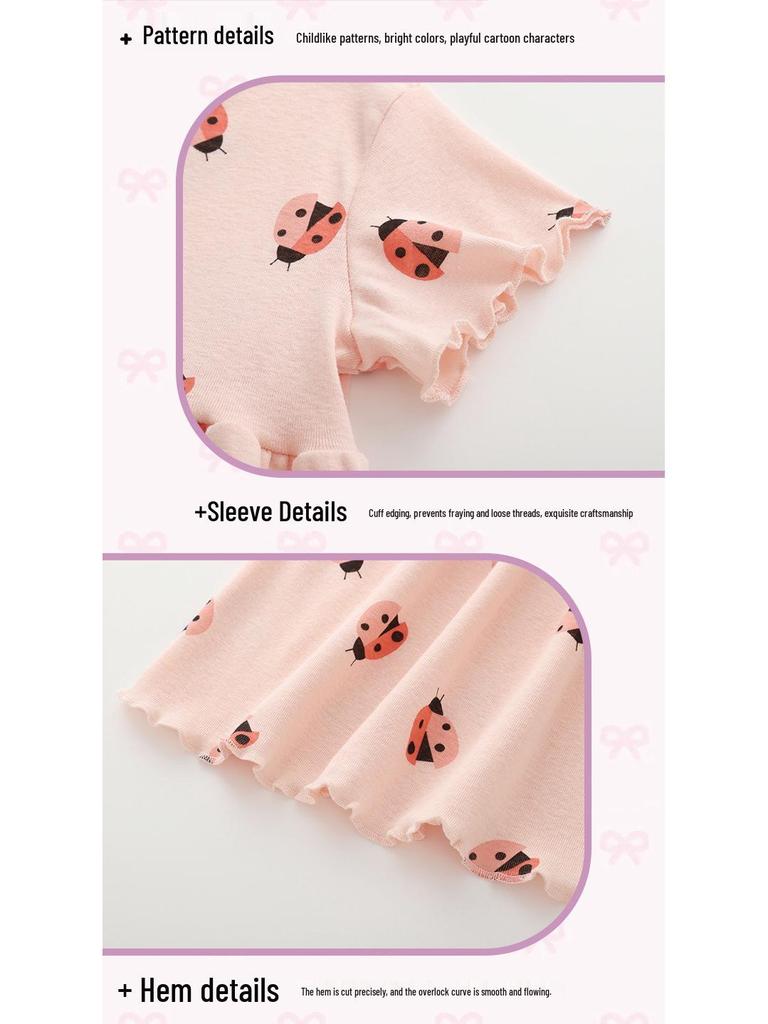 Malwee Girls' Summer Dress: New Round Neck Short Sleeve, Cute European and American Style for Little Girls