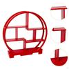 Wooden Dessert Display Shelf Cabinets Rack Chinese Style Round Figure Storage for Desktop
