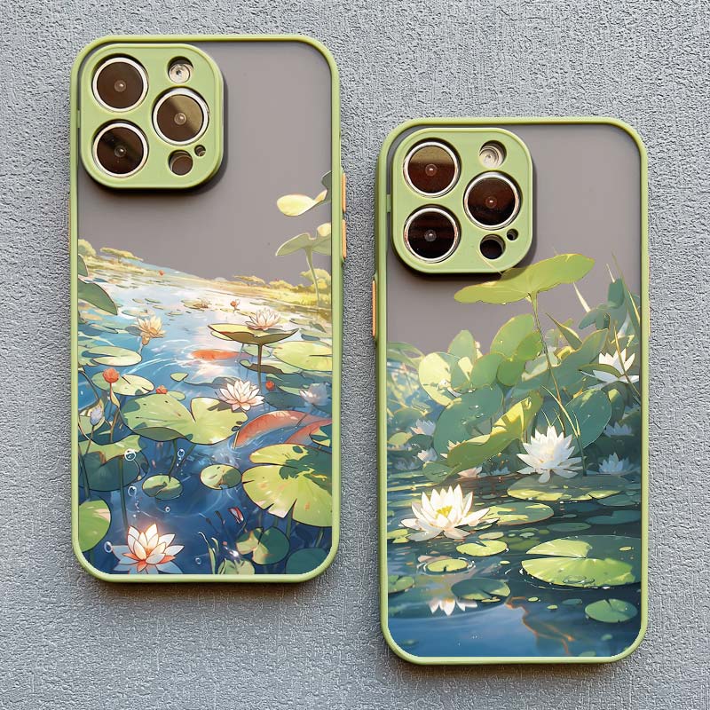 Summer Lotus Flower Phone Case For iPhone 16 15 Pro Max Case For iPhone 11 14 12 13 Pro Max Mini 7 8 15 Plus XS X XR Back Cover