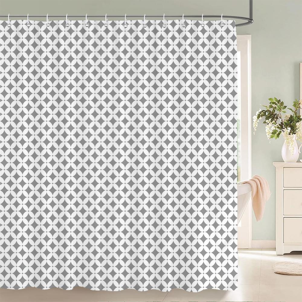 Stripe Shape Shower Curtains For Bathroom Simple Black White Multi-Color Wave Stripe Grid Pattern Waterproof Bathroom Curtains