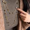 1Pcs Retro Stackable Glass Bead Sweater Neck Chain Multi-layer Tiger's Eye Stone Necklaces For Women Charms Jewelry Gifts