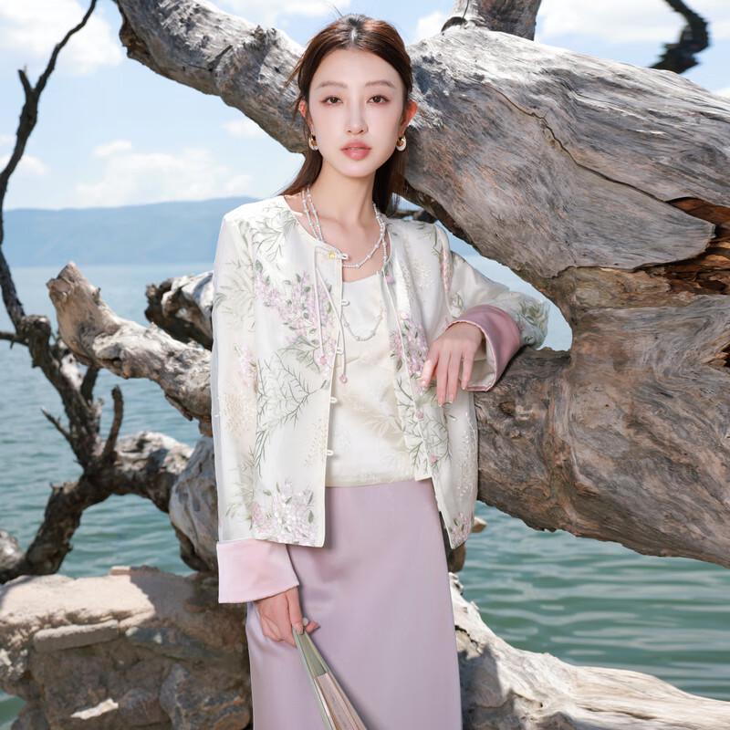 

Женская куртка в китайском стиле Санцай с вышивкой цветов 2XL 175/100B