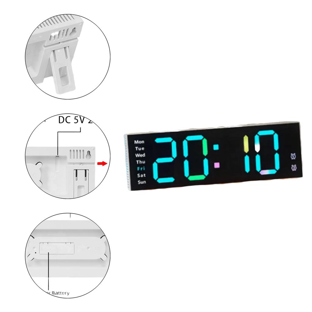 Modern Minimalist LED Wall Clock with Multifunctional Features Large Display Ambient Lighting and Temperature Monitoring