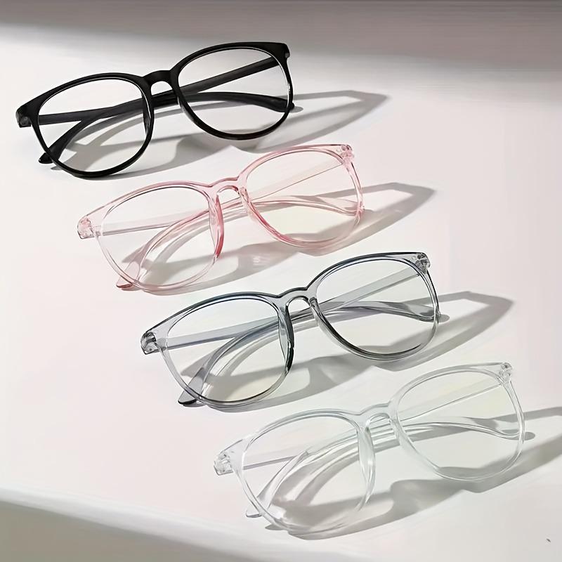 

4 Pairs of Fashionable Computer Eyeglass Frames for Men and Women, Anti Blue Light Circular Glasses