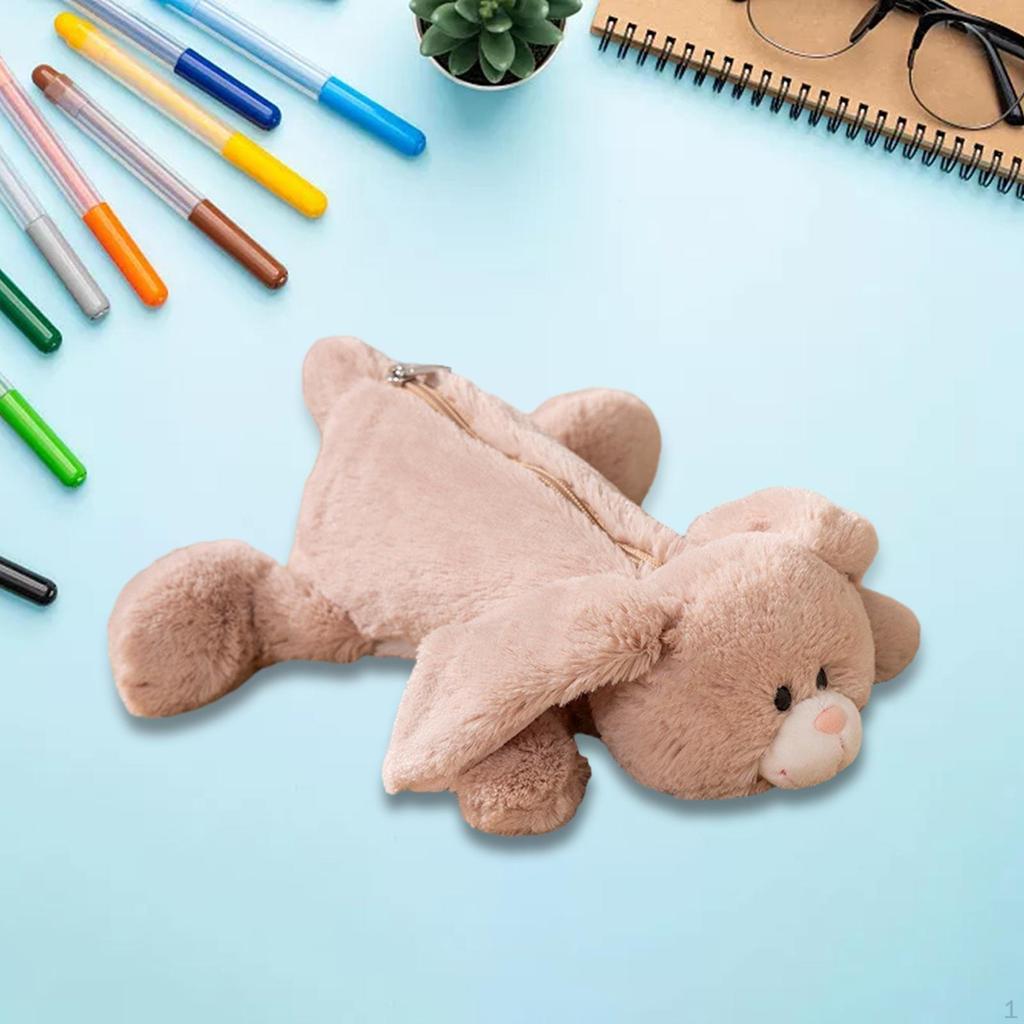Plush Pencil Case Animal Stationery Pouch Portable Fashion Purse Zipper Closure