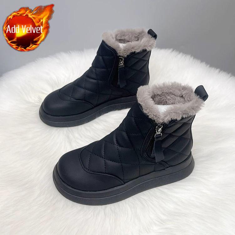 Round Toe Platform Booties Zipper Waterproof Women's Snow Boots Sale Comfortable and Elegant Winter Novelty Fashion Ladies Shoes