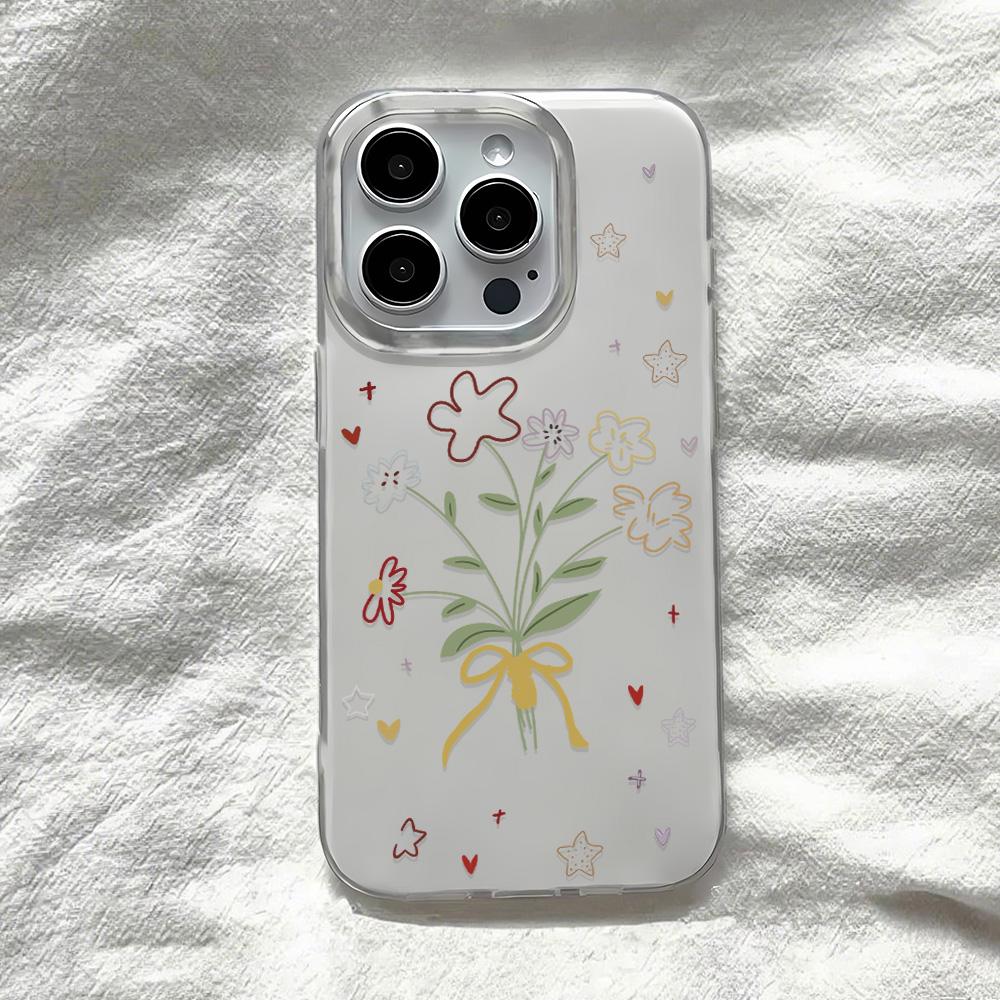 Painted Phone Case for iPhone 12 13 15 16 iPhone 16 12 13 14 15 Pro  14 15 16 Pro Max Coverage Shockproof Anti-Fingerprint Fresh Style Protective Case