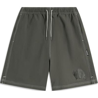 Li Ning Bequeme Buchstaben-Print Kordelzug Lockere Einfache Fünf-Punkt-Shorts Herren Shorts Grau AKSU443-5