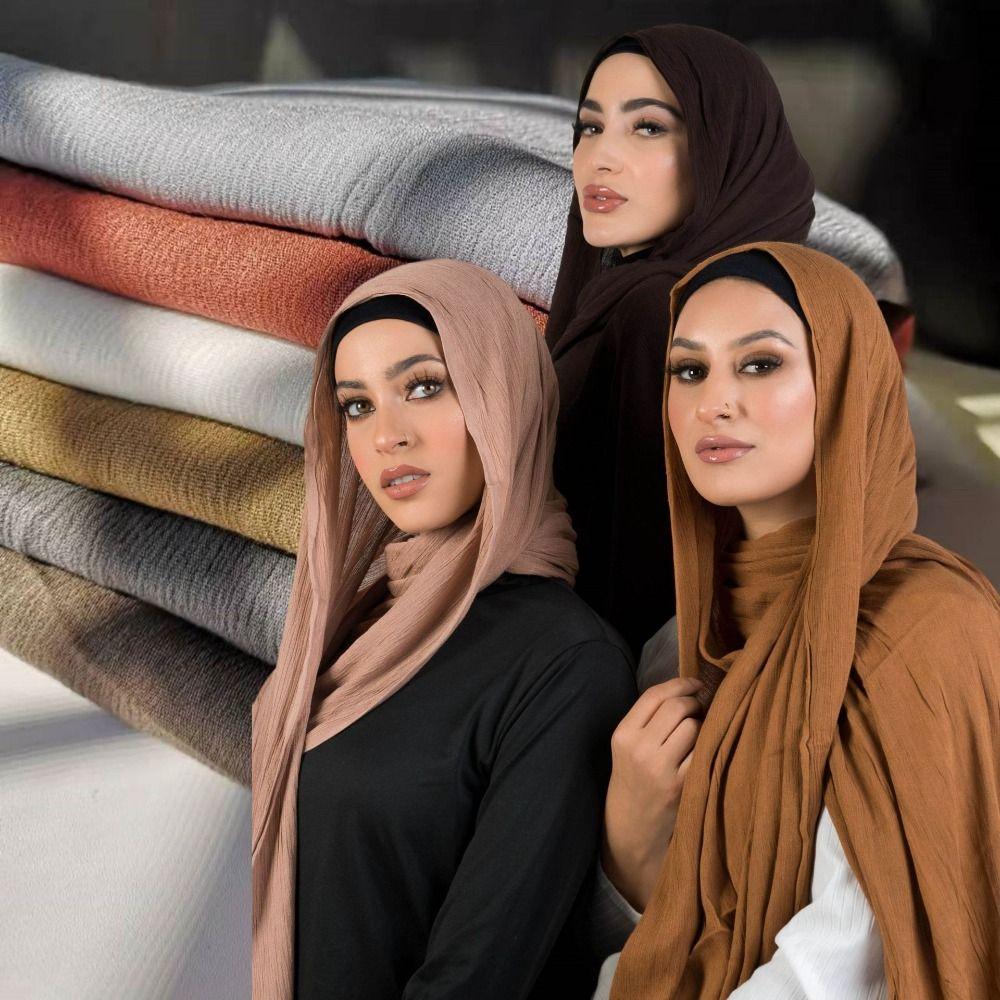 Big Size Crepe Shawl Cotton Plain Headscarf New Women Hijab Scarf