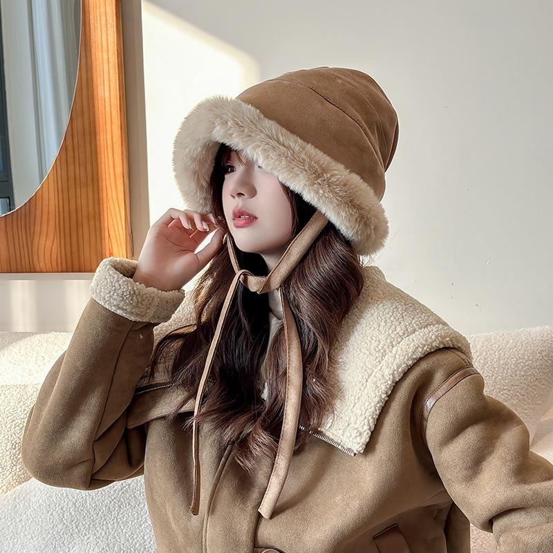 New Plush Fisherman Hat for Women In Winter Warm Plush Thickened Ear Protection Lei Feng Hat Furry Knitted Pot Hat