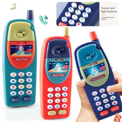 Zabawki telefoniczne dla dzieci, Zabawny telefon symulacyjny z muzyką, Oświetlenie, Ucząca zabawka komórkowa, 4 kolory do wyboru, Baterie nie są dołączone
