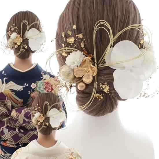 LALALA Beauty Flowers Hair Accessory Coming-of-Age Ceremony Furisode 20th Celebration Pre-shoot White Orchid Graduation Hakama Wedding Muku Clothing