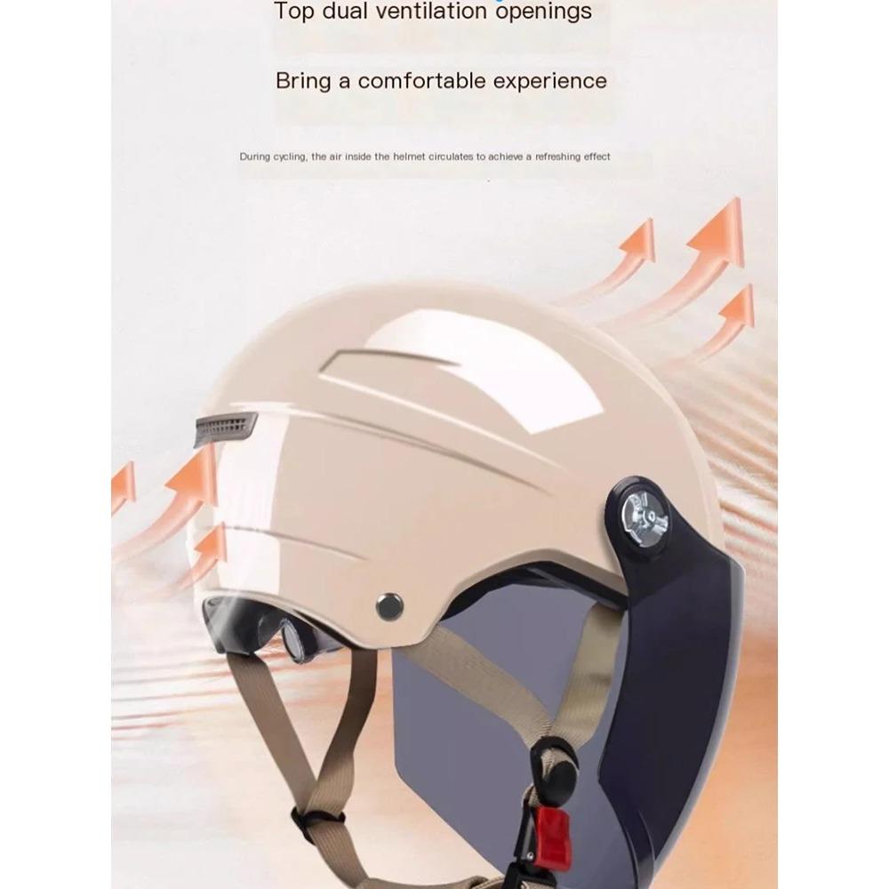New Men Motorcycle Helmet Woman Electric Motor Car Scooter Bike Open Face Half Helmet Anti Safety Hat Bicycle Cap With Goggles