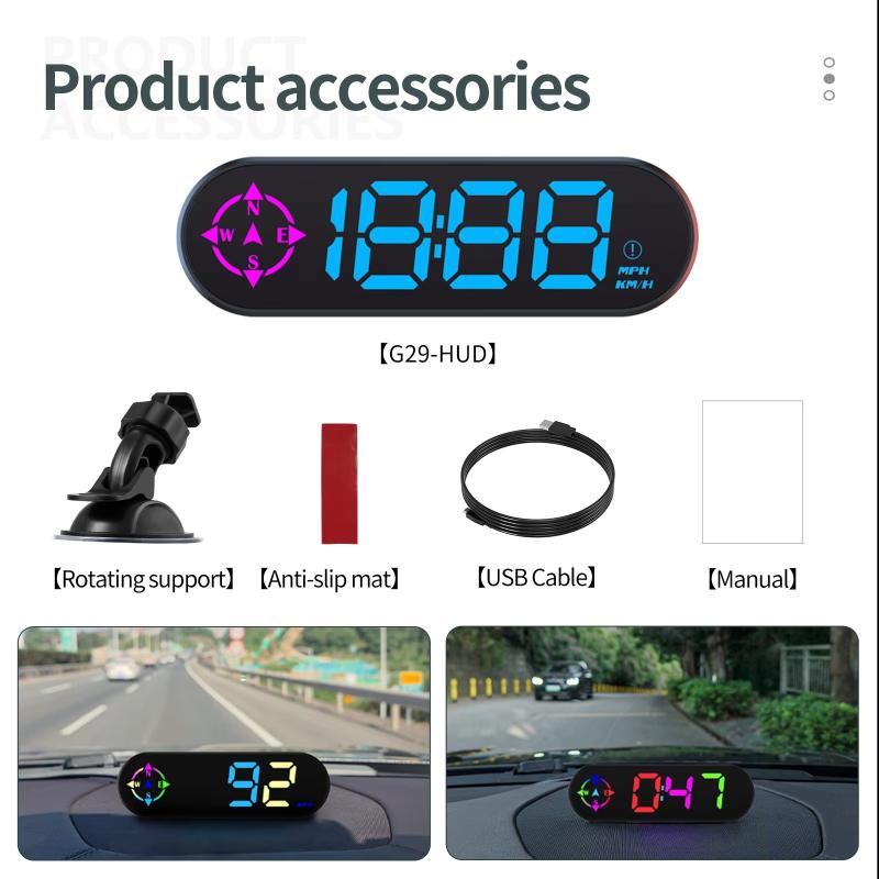 G29 GPS Head Up Display Real Time Speed Warning Compass Function Portable Auto Accessory for Travel Drivers
