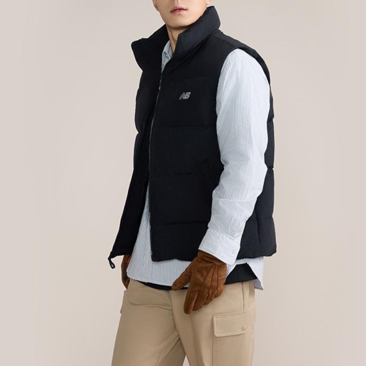 New Balance Down Vests Men's Black Stand Collar Moderate Other AMV43376-BK