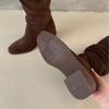 2025 New Round Head Thick High Heel High Tube Suede Thin Knight Fashion Women's Long High Tube Stacking Riding Boots
