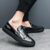 Casual patent leather men's loafers New trendy design style Leisure Outdoor Party Office driving Classic Black Adult flat shoes