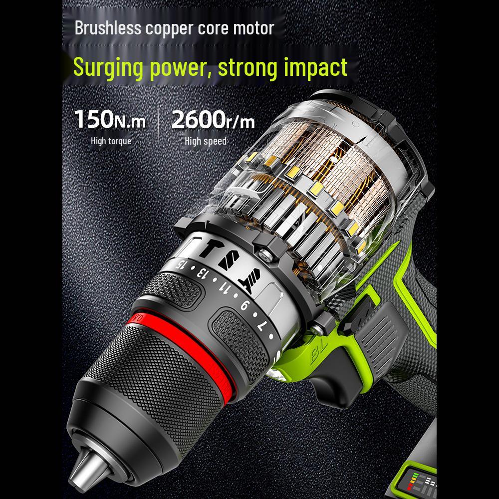 Brushless Electric Drill: Handheld Impact Drill, Multi-Function Hammer, and Rechargeable Screwdriver