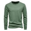 Solid Color Cotton T Shirt Men Casual O-neck Long Sleeved Mens Tshirts New Autumn High Quality Colorful T-shirt For Men