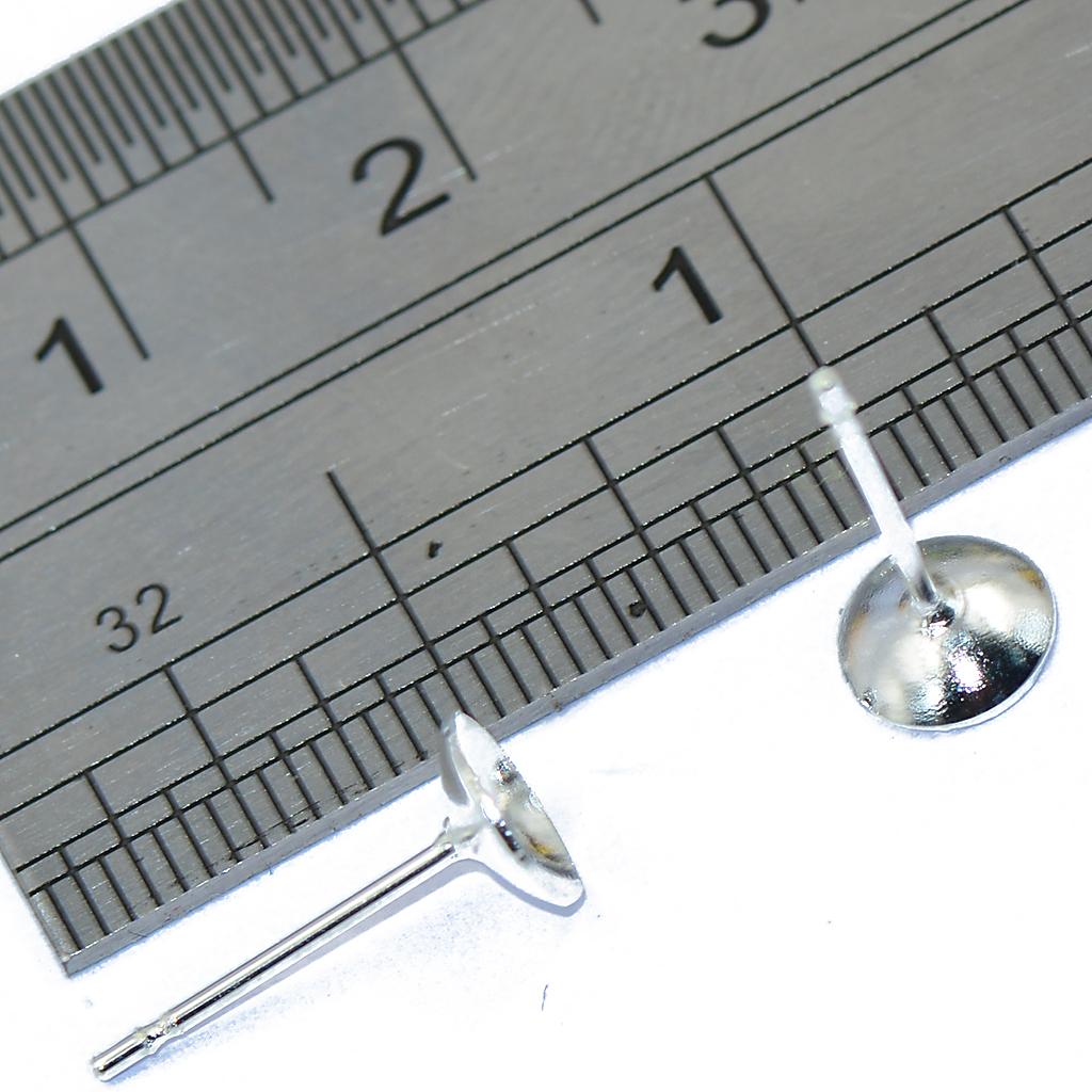20 pcs Earring Earstud Post Pin Flat-Pad Findings Brass Silver Pated Round