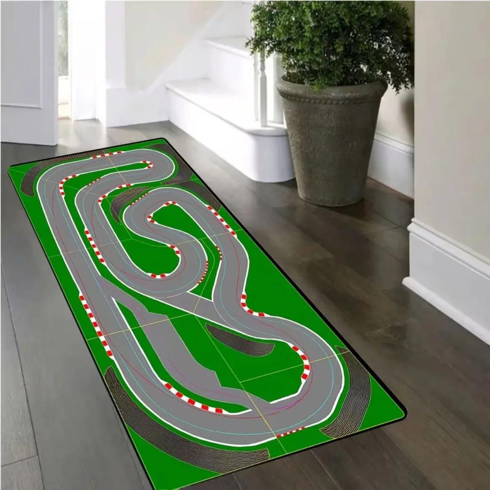 Modern Racing Track Mat - Machine Washable Entry Mat,Perfect Rugs for Living Room, Bedroom, Study, or Entryway Decor