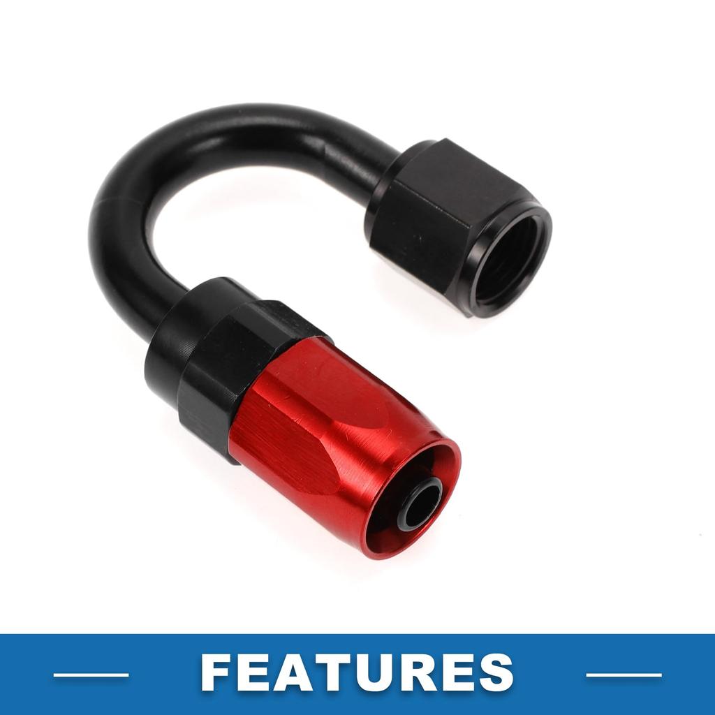 A ABSOPRO Female Flare Reducer Hose Fitting Adapter TF-1001-AN6 180° Fuel Line Connector with Aluminum O-Ring Red, Black