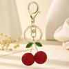 Shiny Creative Rhinestone Cherry Keychain Luxury Exquisite Keyring Cute Bag Pendant Charm for Holiday Souvenir