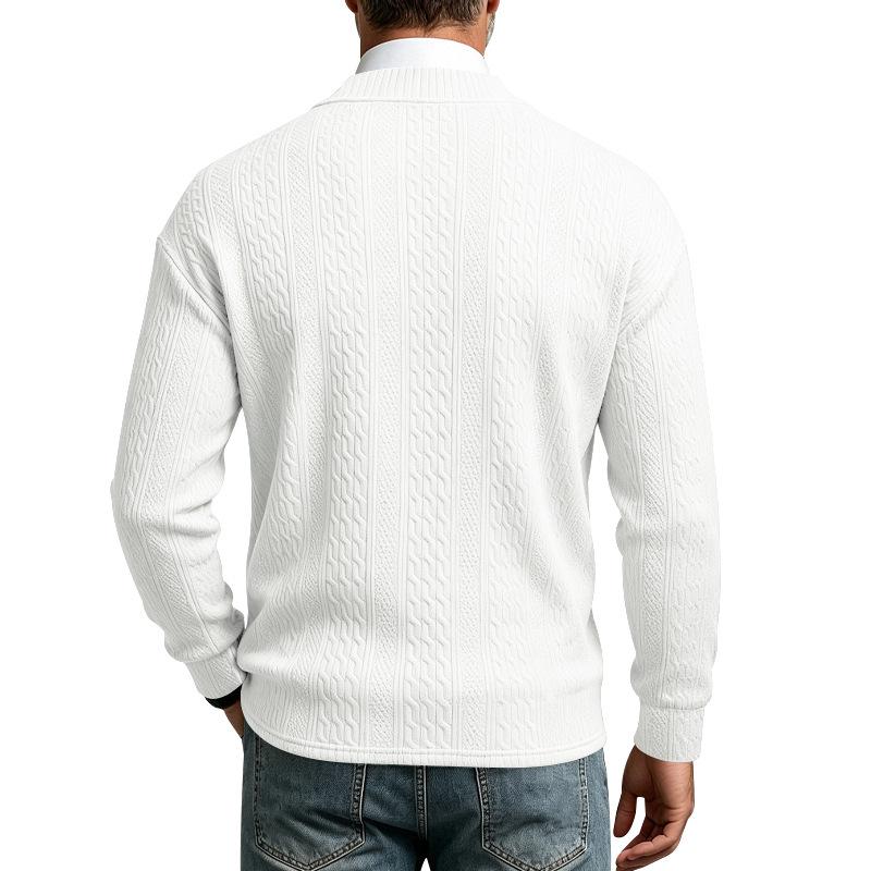 Maglione da Uomo Autunno Inverno a Treccia Monocolore Scollo a V Manica Lunga Casual Business Maglione Lavorato a Maglia