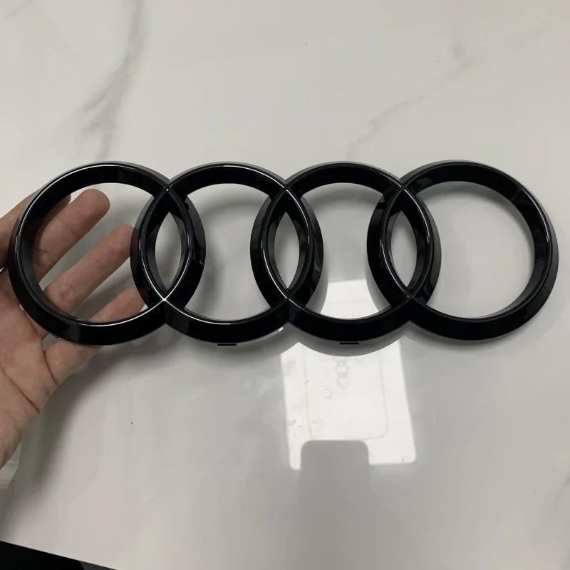 QR6 2018 M6 A3 4 Ring Logo ABS Black Car Hood Front Grill Rear Trunk Emblem Badge Sticker Quattro Sline A3 Accessory refit