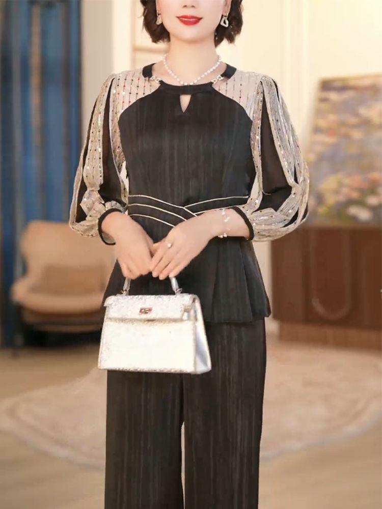 Women's 2025 High-End Spring-Autumn Slimming Two-Piece Set: Long Sleeve, Chic & Fashionable