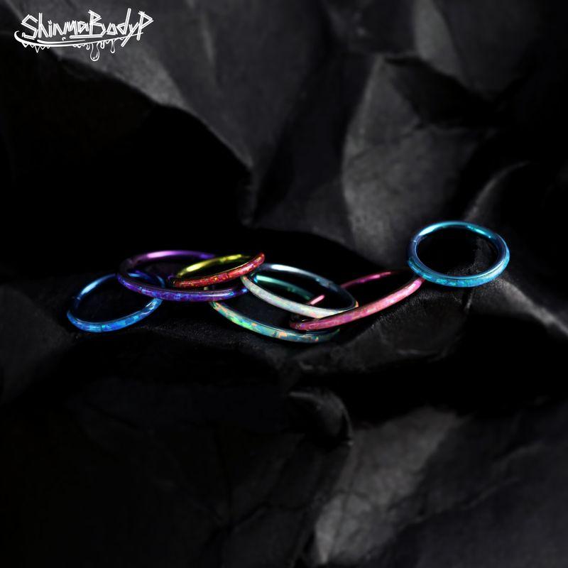 

Shinma 16gf-136 Titanium Alloy Side Inlaid Opal Opal Buckle Lip Ring Earrings Ear Bone Ring Fashion Ornament Rod Thickness 1.2 Mm, Inner Diameter 12 mm