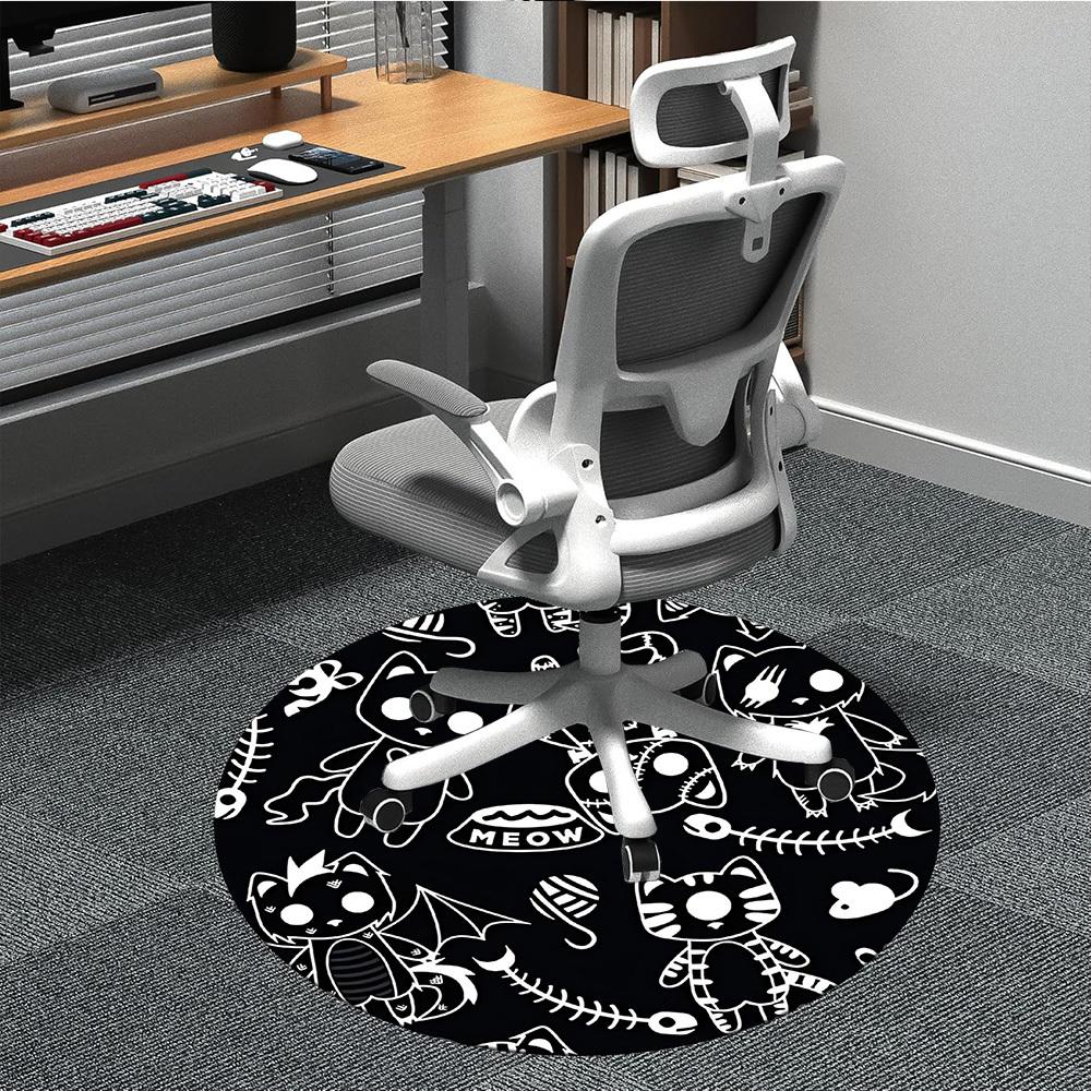 1PC Cat Halloween Office Round Area Rug, Mat Suitable For Office, Under Office Chairs Bedroom Living Room Home Decor, Room Deco