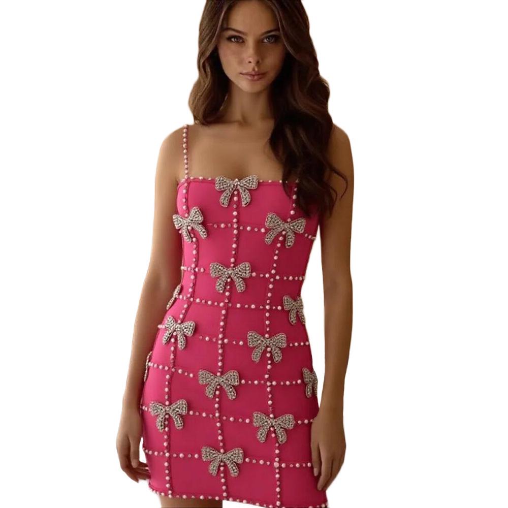 

European Butterfly Rhinestone Beaded Mini Dress for Evening Party Extra Large розы красного