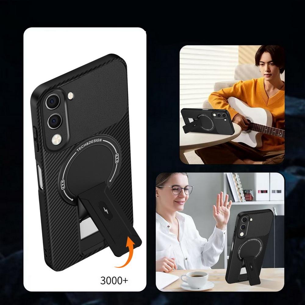 Carbon Fiber Invisible Stand Holder Built-in Magnetic Ring Case for VIVO Y04 Y39 Y29s Y19e VIVO V50 Lite V50 V50e V30 Pro Cover