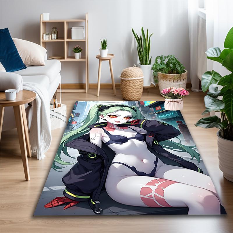 1pc Digital Printed Chair Rug for Home Office Use, Anime Demon Girl Portrait Carpet Appropriate for All Seasons, Soft Area Carpet