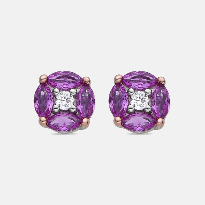Boucles D'oreilles Luxenter En Argent 925 Et Zircon Rose Finition En Rhodié - Siankho