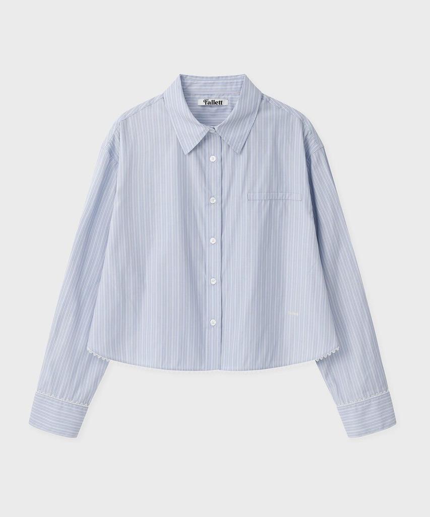 FALLETT Lace Striped Shirt Sky Blue