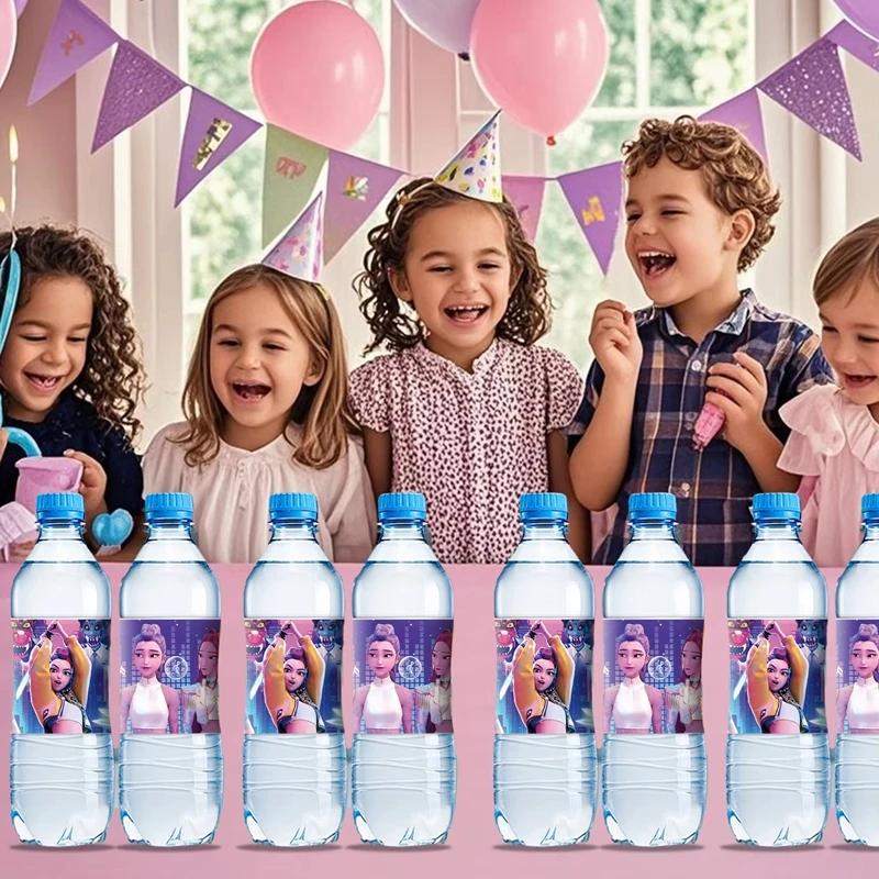 10~50 PIEZAS Etiqueta para Botella de Agua para Kpop Cazadores de Demonios Pegatina Decoración de Cumpleaños Fiesta de Bienvenida al Bebé Regalo Suministros para Fiesta de Niñas