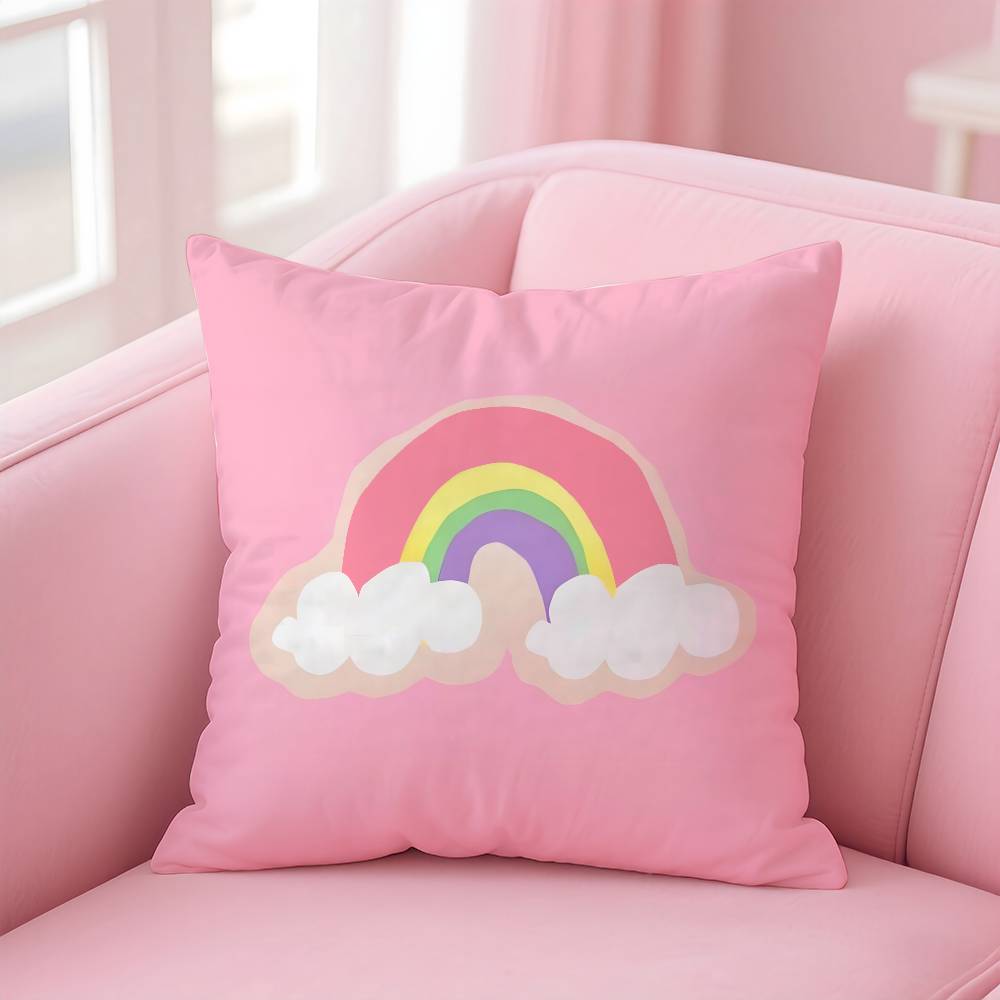 Cartoon Rainbow Sun Pillow Case Pattern Printed Pillowcase For Living Room Sofa Cushion Cover & Bedroom Decor