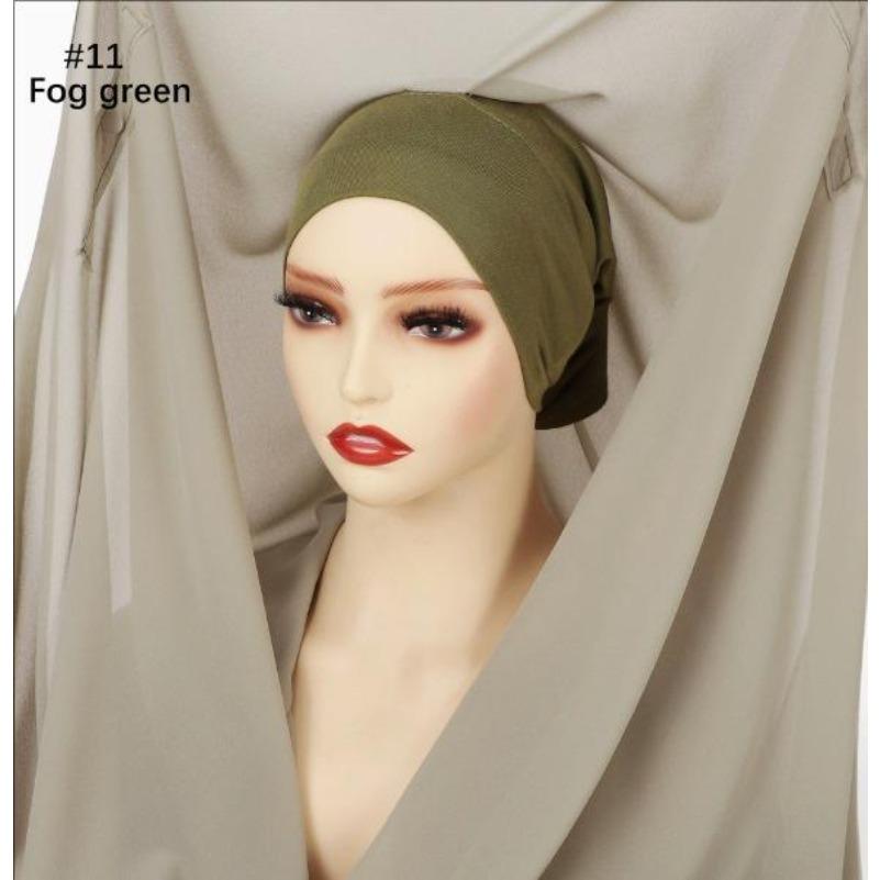 Instant Chiffon Hijab With Built In Magnet Buckle Solid Color Woman Muslim Hijab Scarf Soft Islam Turban Fashion Headband Shawl