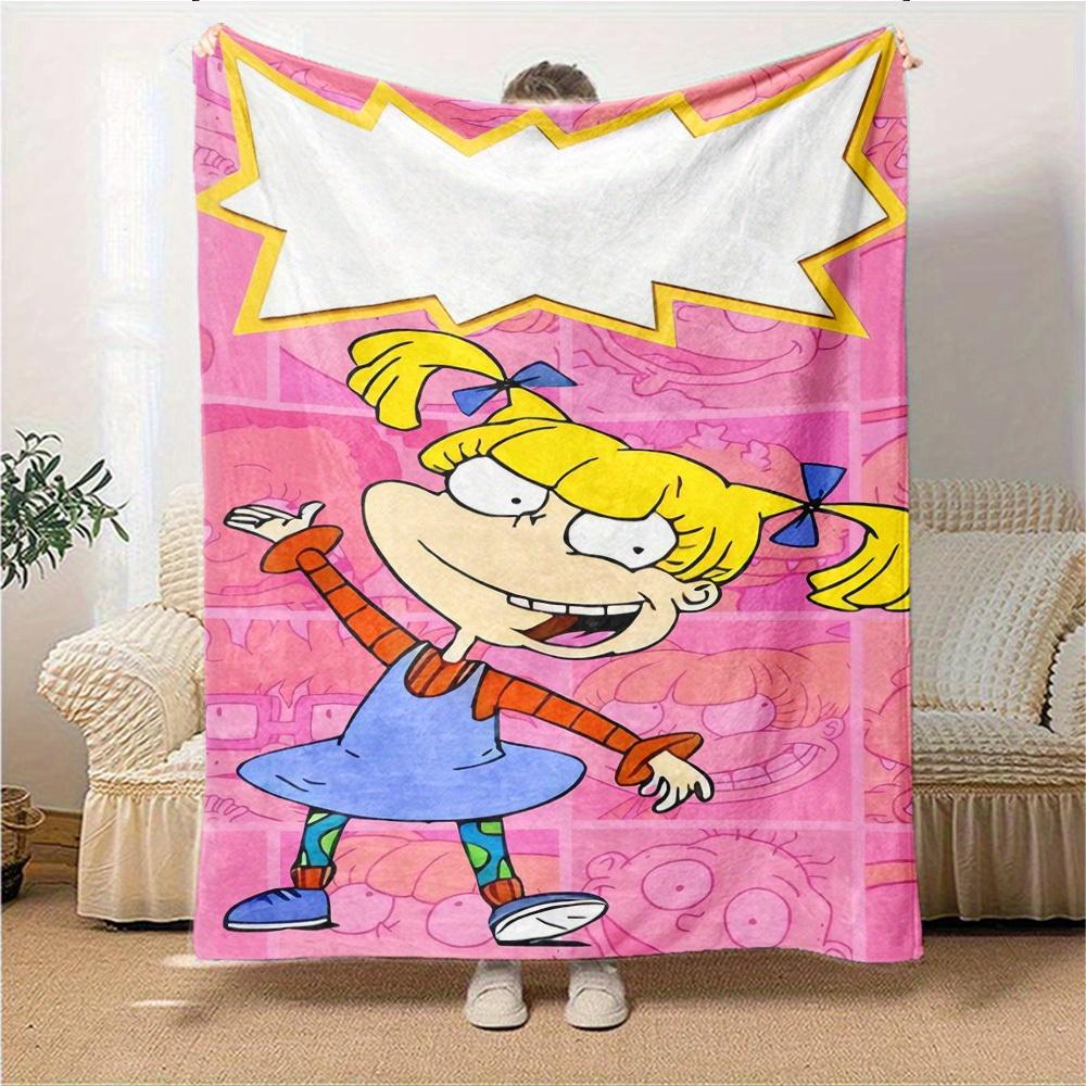 1pc Flannel Blanket, Helga,Blonde,Rugrats Pattern Printed Blanket, Sofa Bed Sofa Car Office Camping Travel Warm And Comfortable Soft Blanket