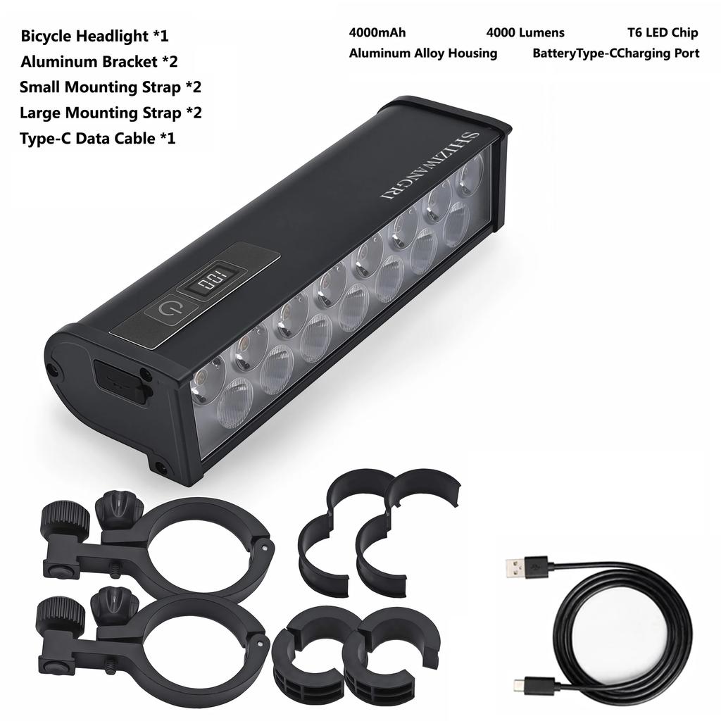 4000MAH 22 LED Alumin Bike Bicycle Light C Rechargeable Bicycle Lights MTB Flashlight Headlight for Cycling Bicycle Front Lamp