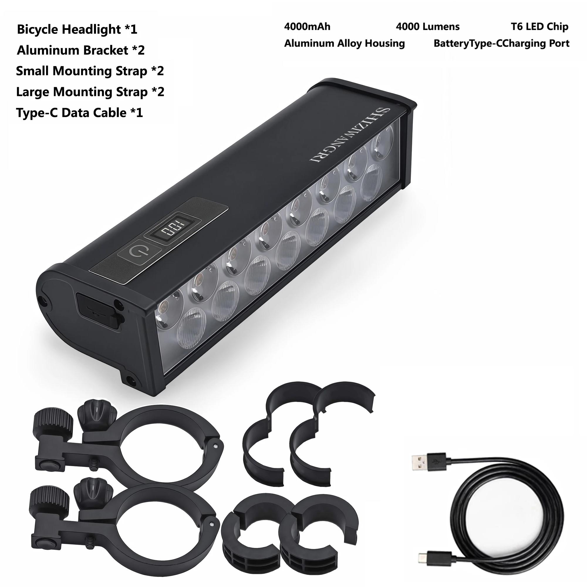 

4000MAH 22 LED Алюмінієва Велосипедна Фара C Перезаряджувана Велосипедна Фара MTB Ліхтар Фара для Велоспорту Велосипедна Передня Лампа