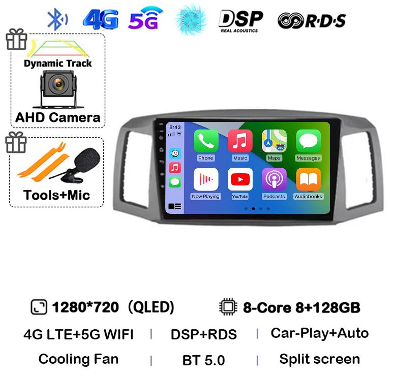 Android 14 Carplay Auto WIFI+4G For JEEP Grand Cherokee 2004 2005 2006 2007 Car Radio Multimedia Video Player GPS Stereo Audio
